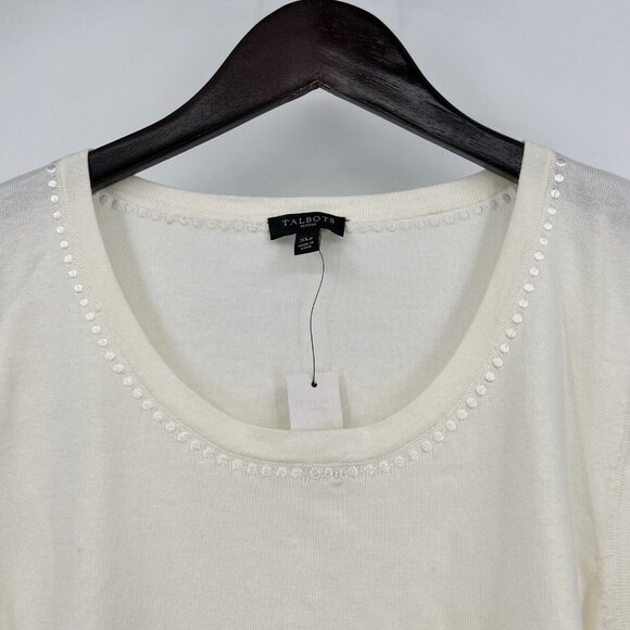Talbots Petites Ivory Embellished Sleeveless Sweater Tank Top XLP Extra Large Pe - Picture 1 of 8